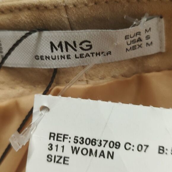 Mango MNG tan suede leather pencil mini party night out skirt Sz S - Picture 3 of 4